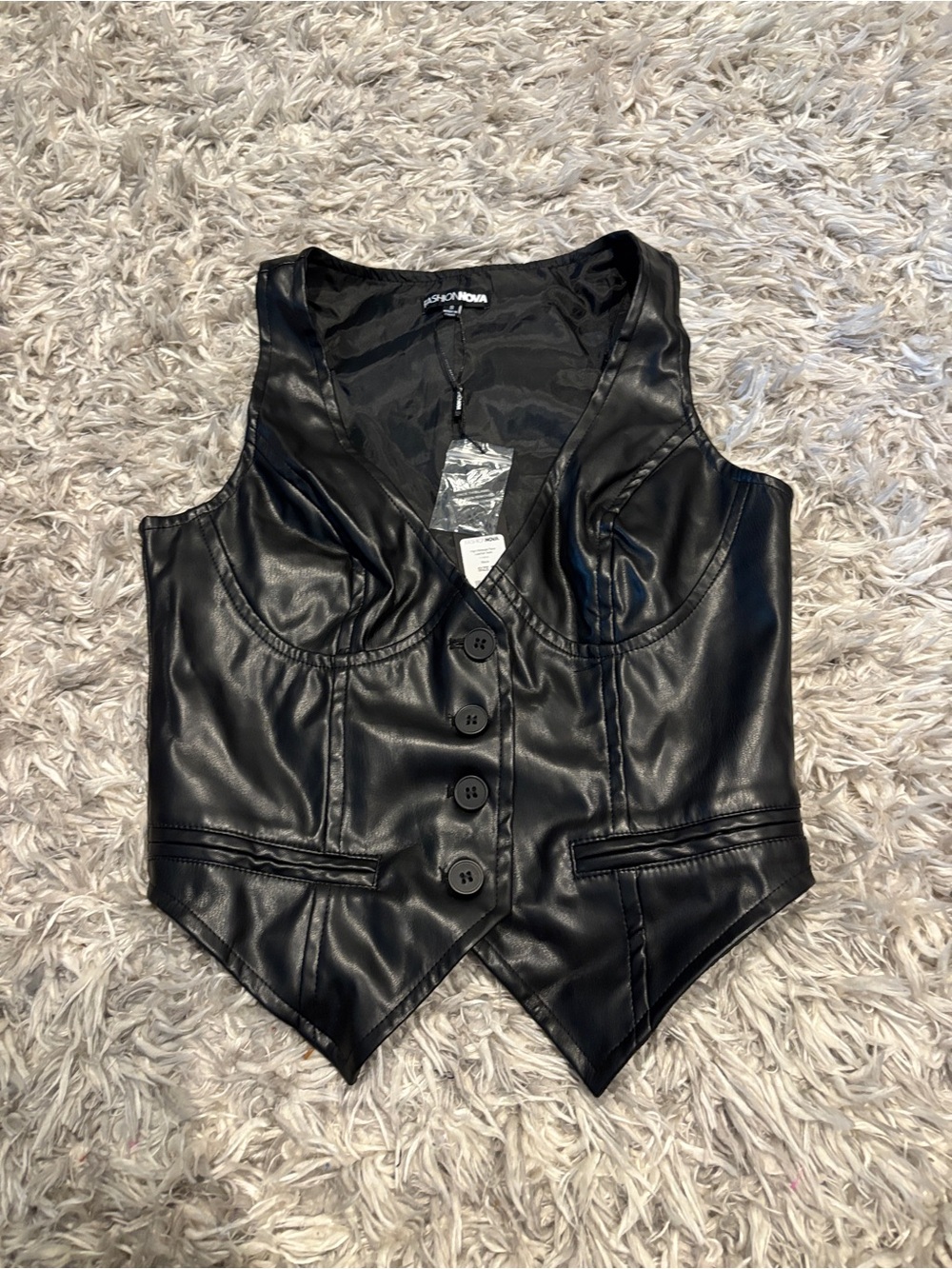 Fashion Nova High Mileage Faux Leather
Vest - Size S - Black